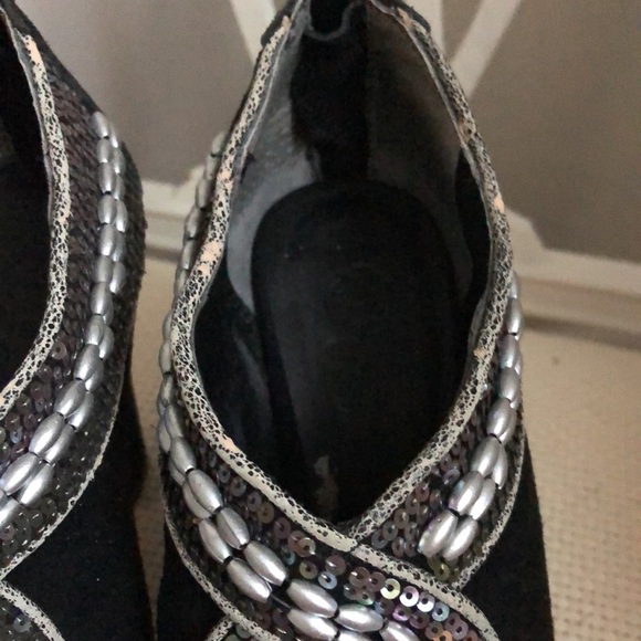 Black Suede Booties Beaded/Sequence - Picture 3 of 8